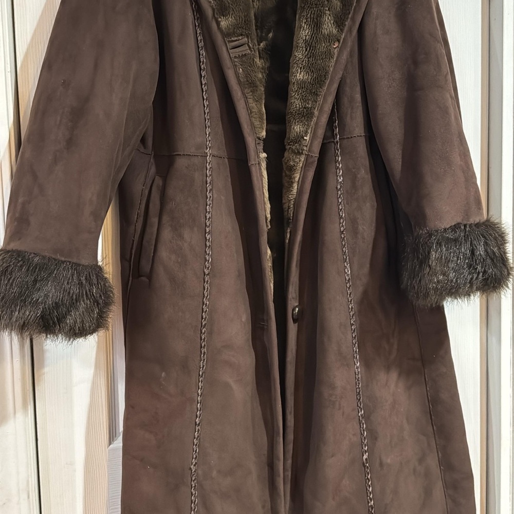 Terry Lewis Classic Luxuries Brown Teddy Jacket with Fur Trim